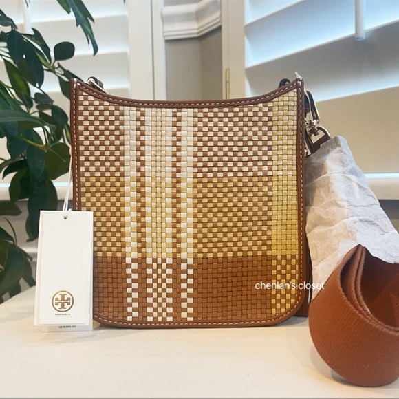 🎄🔥NeW! Tory Burch Thea Mini Woven Web Shoulder Bag - Picture 7 of 12